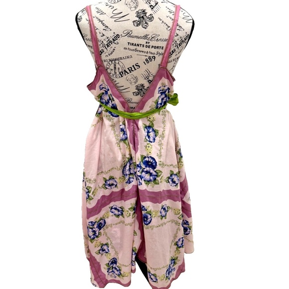 Chelsea & Violet Floral Print Handkerchief Hem Sleeveless Dress Purple Large - Picture 9 of 10